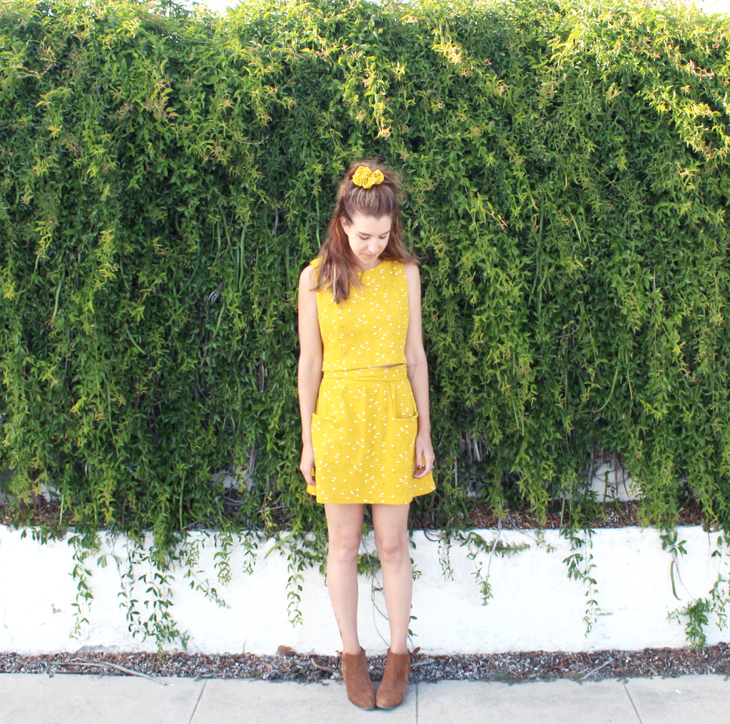 The Dany Matching Two Piece: Sunny Daisies Knit Fabric
