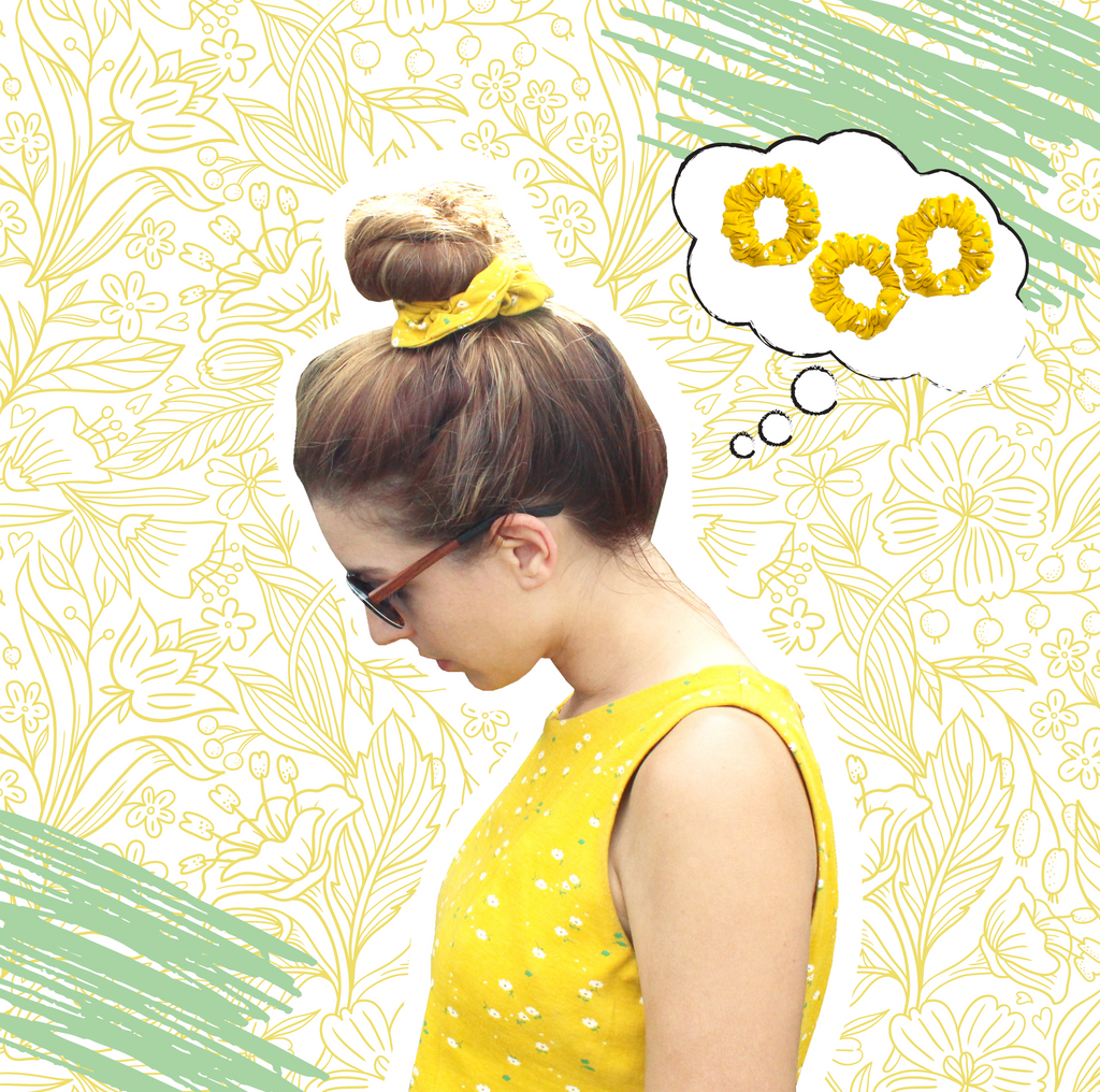 The Sunny Daisies organic cotton knit scrunchie